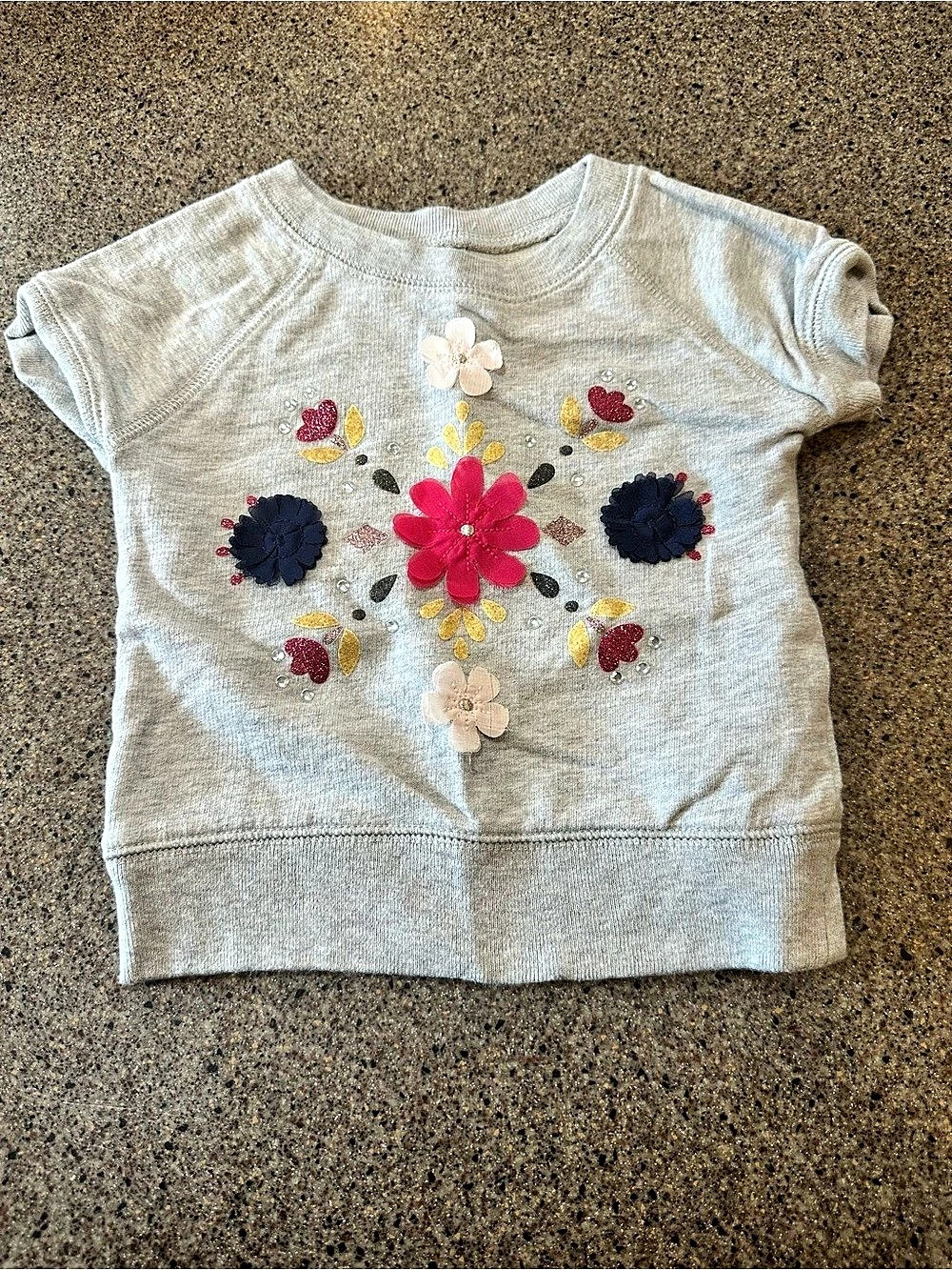 carter's Floral Short Sleeve Top Gray Baby 18 Months